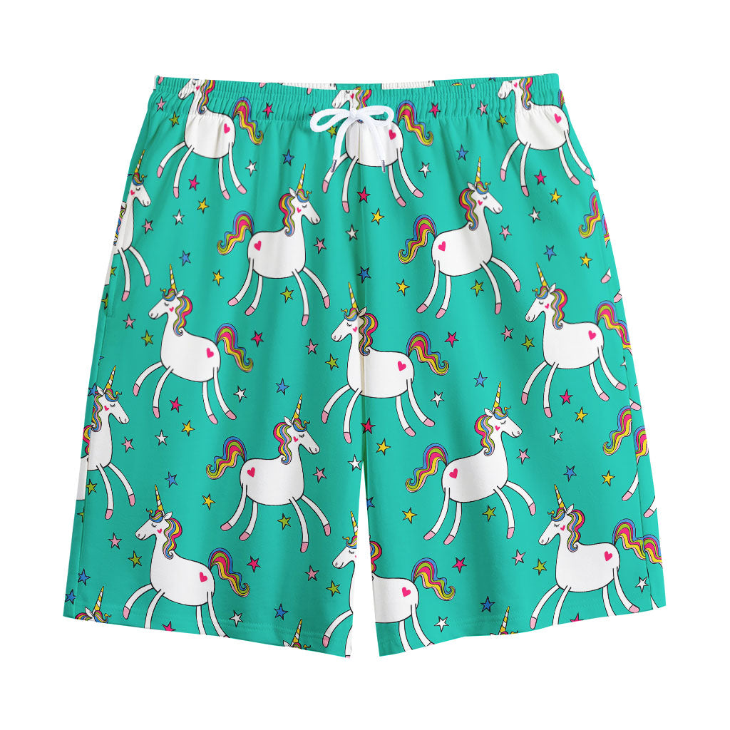 Doodle Unicorn Pattern Print Cotton Shorts