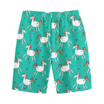 Doodle Unicorn Pattern Print Cotton Shorts