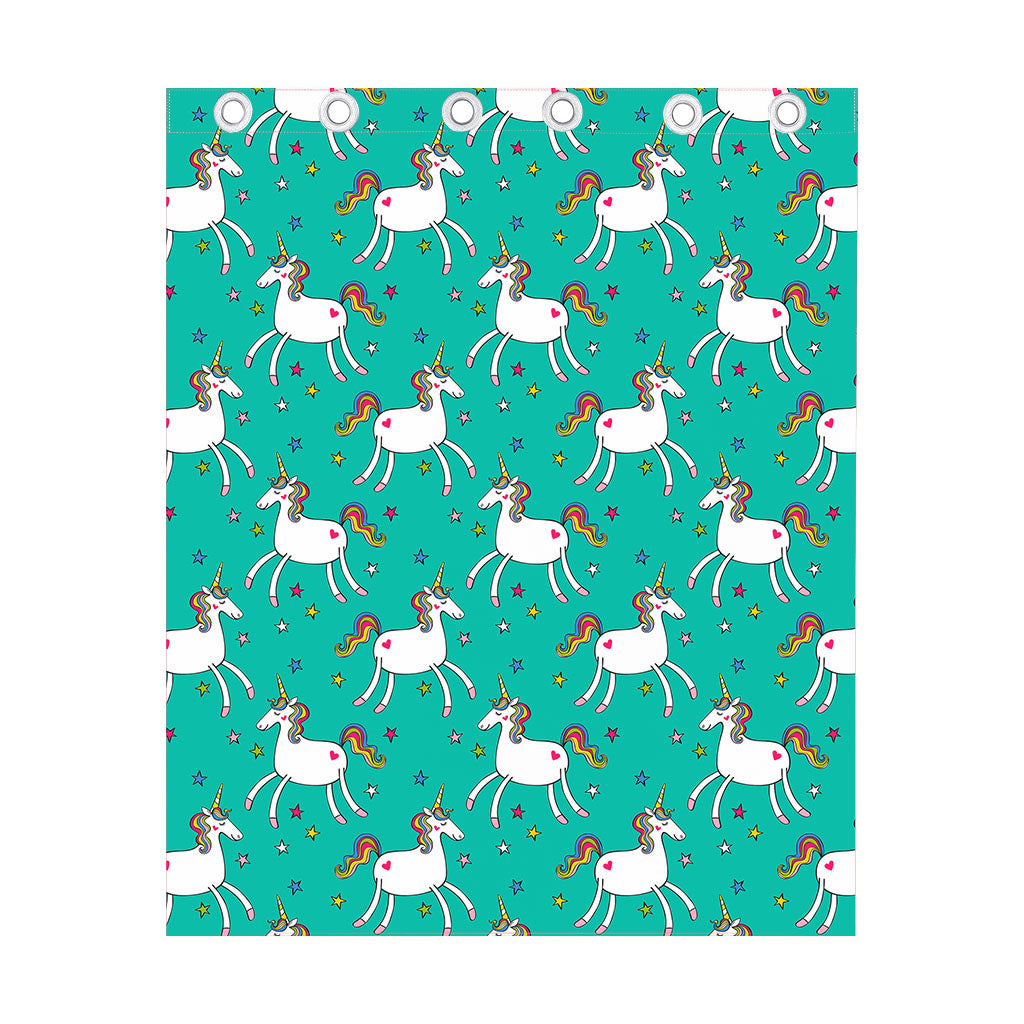 Doodle Unicorn Pattern Print Curtain