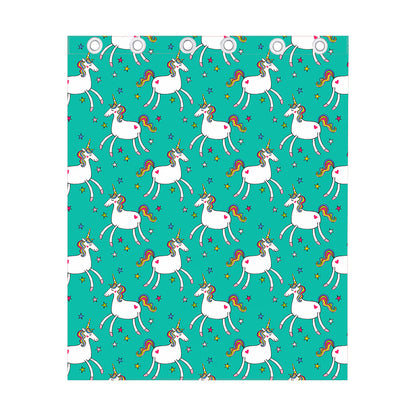 Doodle Unicorn Pattern Print Curtain
