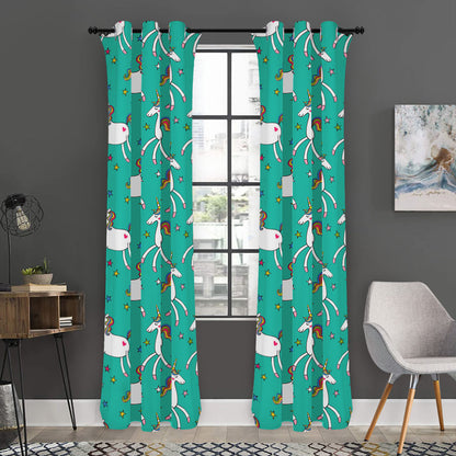 Doodle Unicorn Pattern Print Curtain