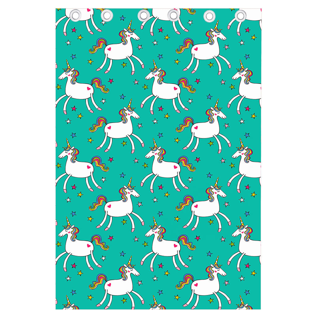 Doodle Unicorn Pattern Print Curtain