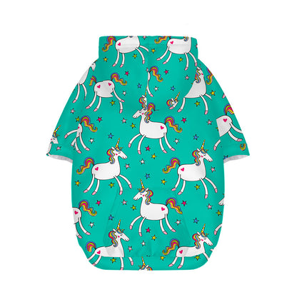 Doodle Unicorn Pattern Print Dog Zip Up Hoodie