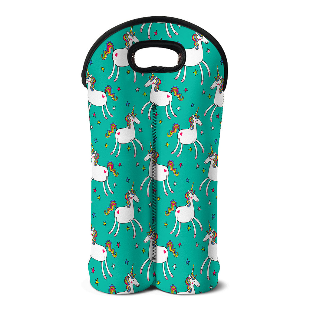 Doodle Unicorn Pattern Print Double Neoprene Wine Tote