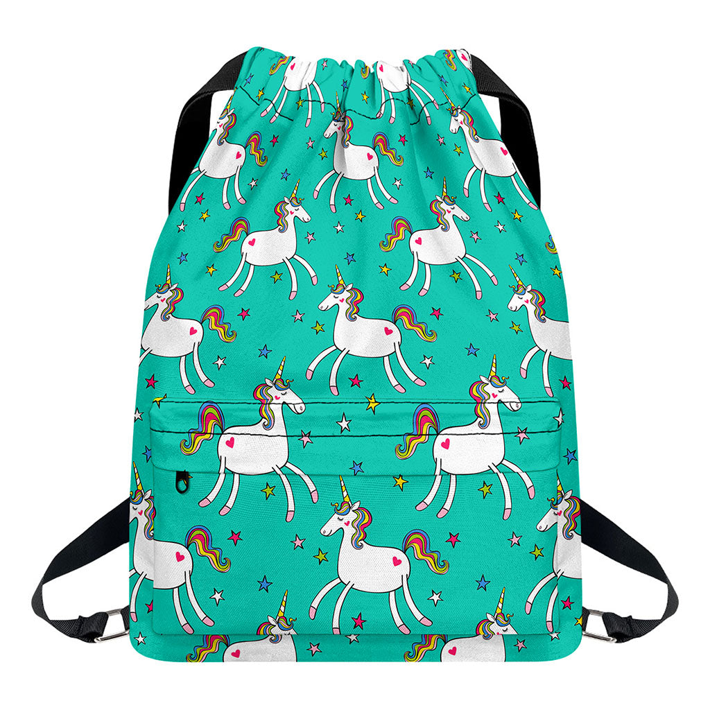 Doodle Unicorn Pattern Print Drawstring Backpack