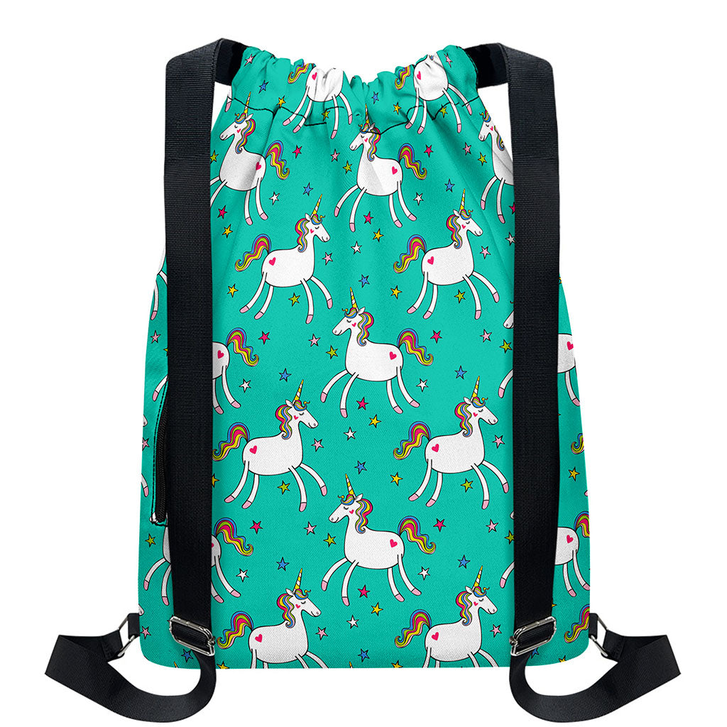 Doodle Unicorn Pattern Print Drawstring Backpack