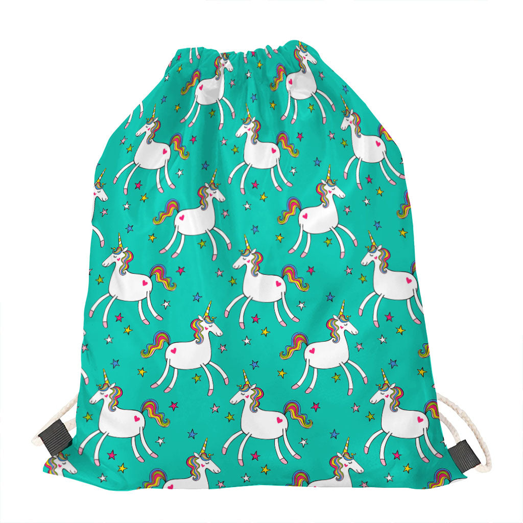 Doodle Unicorn Pattern Print Drawstring Bag