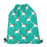 Doodle Unicorn Pattern Print Drawstring Bag