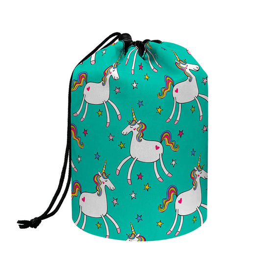 Doodle Unicorn Pattern Print Drawstring Makeup Bag