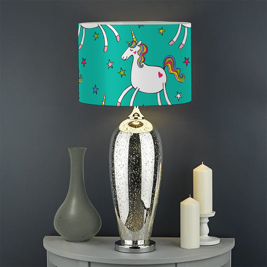 Doodle Unicorn Pattern Print Drum Lamp Shade