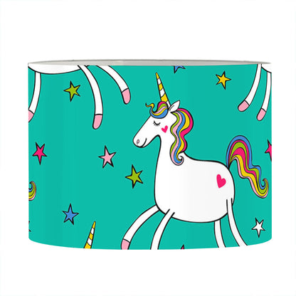 Doodle Unicorn Pattern Print Drum Lamp Shade