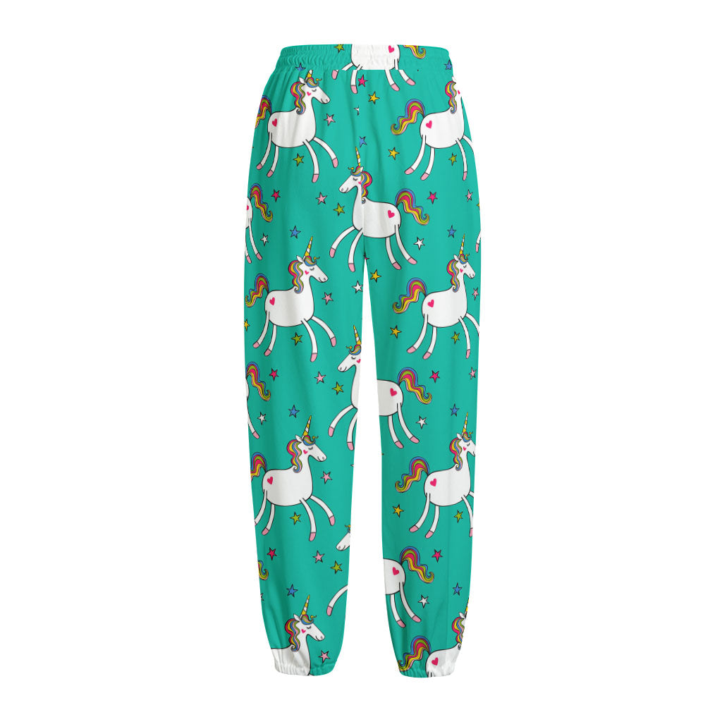 Doodle Unicorn Pattern Print Fleece Lined Knit Pants
