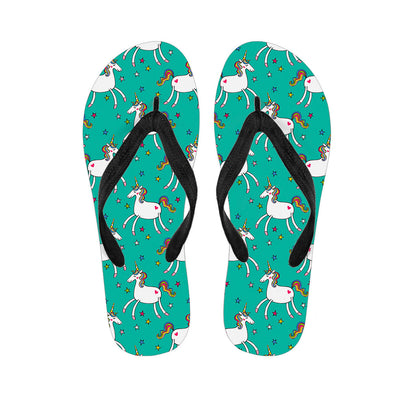 Doodle Unicorn Pattern Print Flip Flops