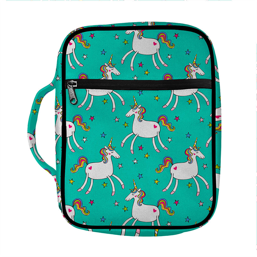 Doodle Unicorn Pattern Print Front Pocket Bible Bag