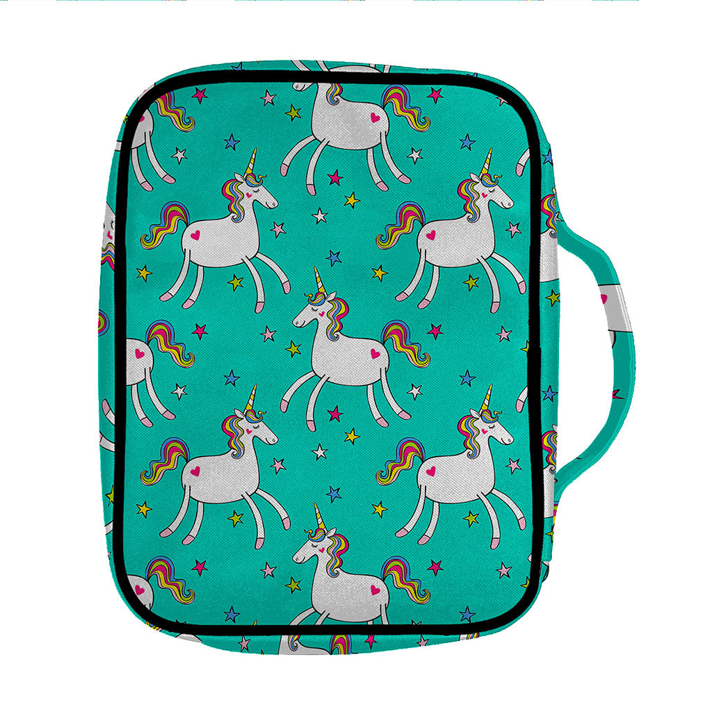 Doodle Unicorn Pattern Print Front Pocket Bible Bag