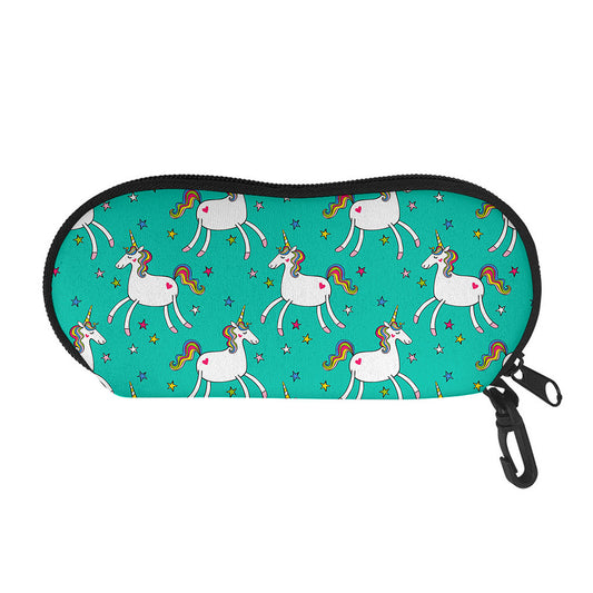 Doodle Unicorn Pattern Print Glasses Case