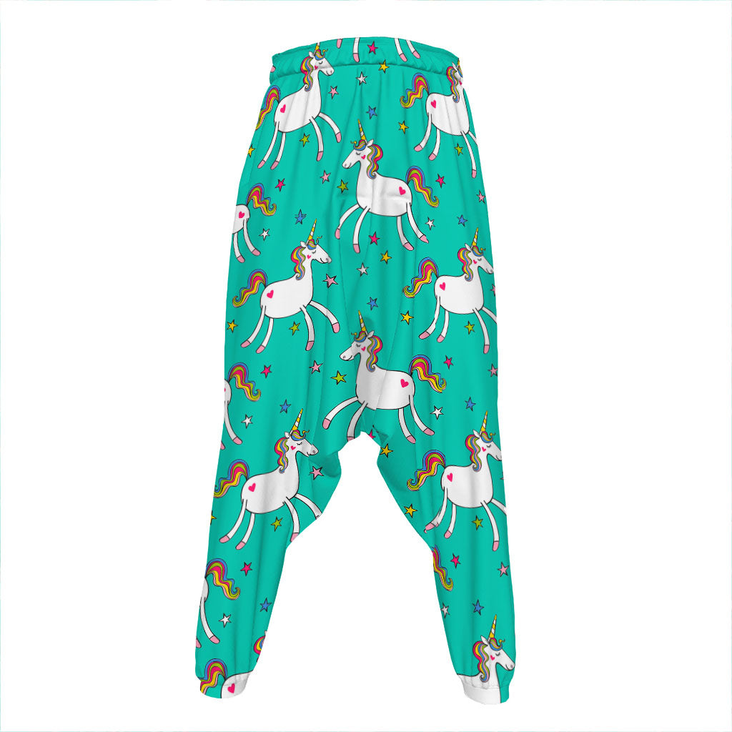 Doodle Unicorn Pattern Print Hammer Pants