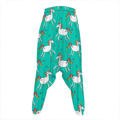 Doodle Unicorn Pattern Print Hammer Pants