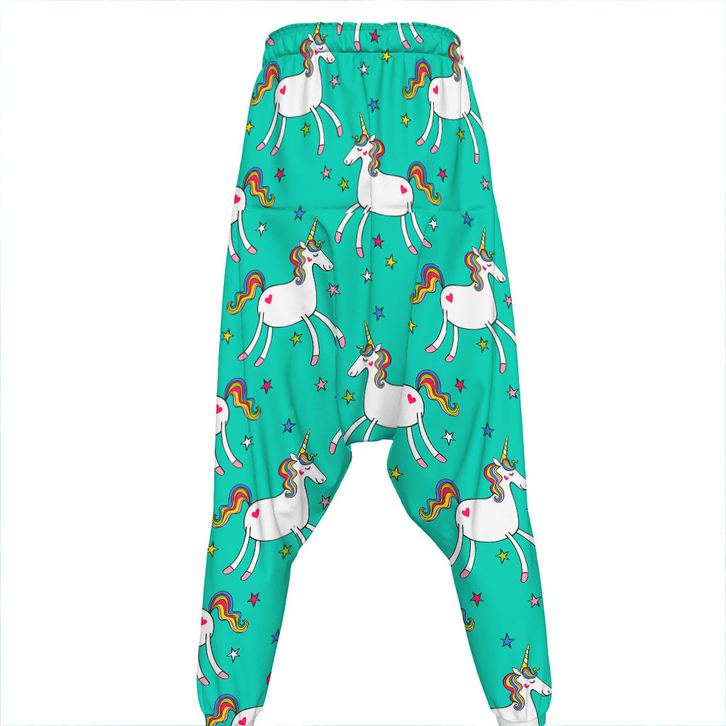 Doodle Unicorn Pattern Print Hammer Pants