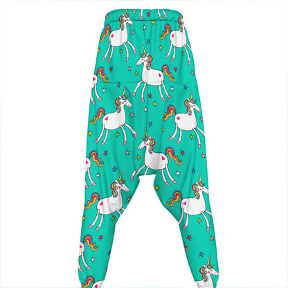Doodle Unicorn Pattern Print Hammer Pants