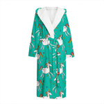 Doodle Unicorn Pattern Print Hooded Bathrobe