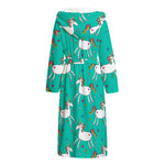 Doodle Unicorn Pattern Print Hooded Bathrobe