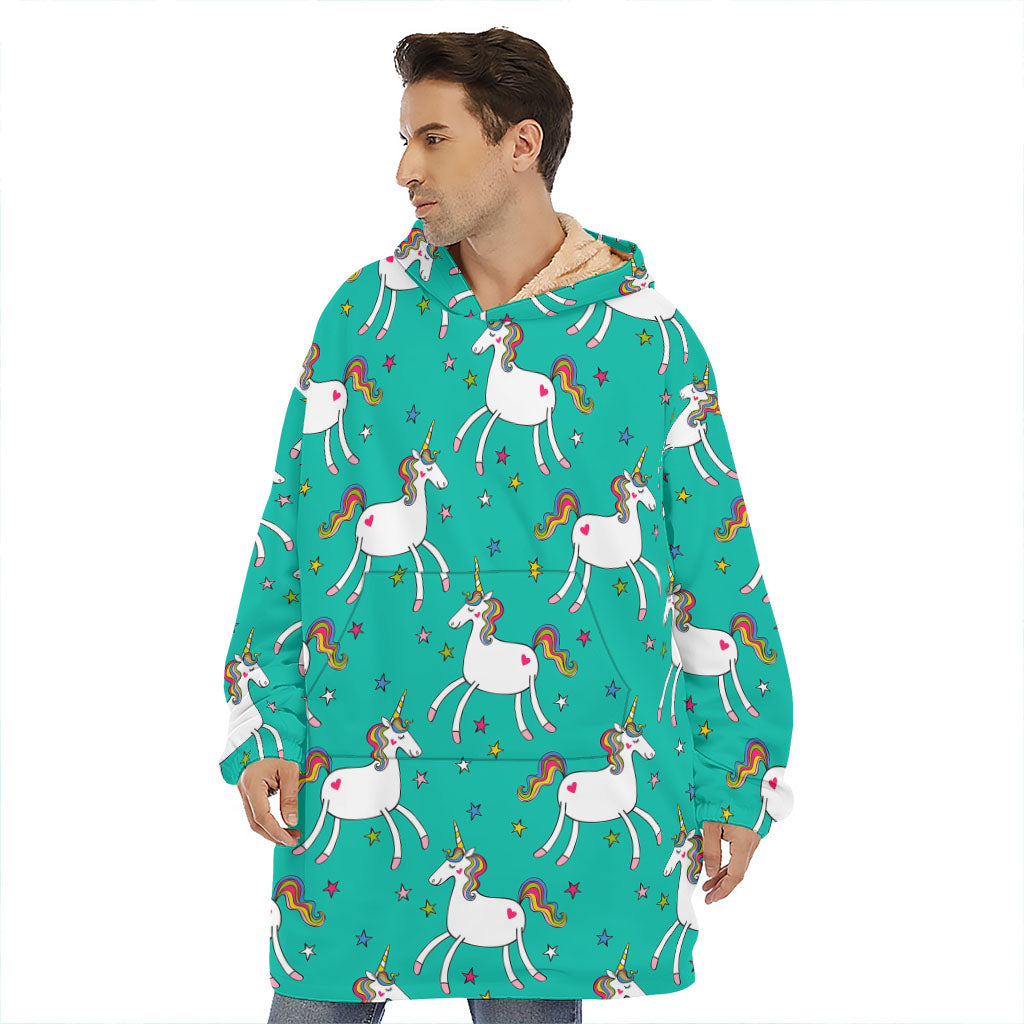 Doodle Unicorn Pattern Print Hoodie Blanket