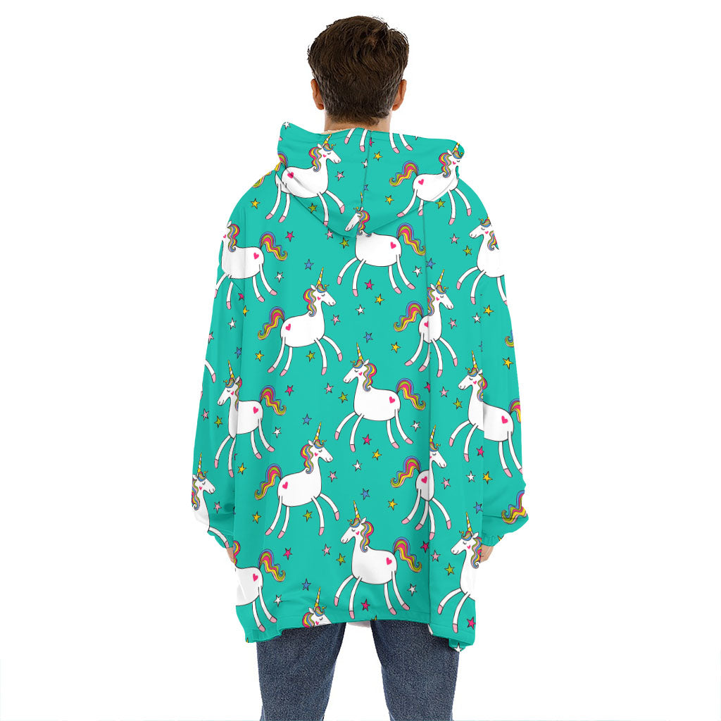 Doodle Unicorn Pattern Print Hoodie Blanket