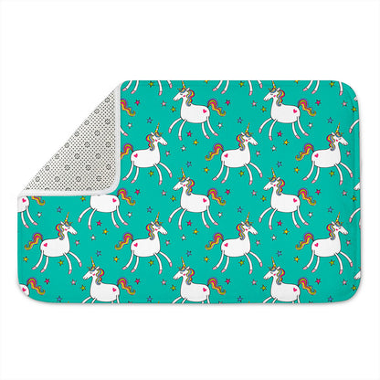 Doodle Unicorn Pattern Print Indoor Door Mat