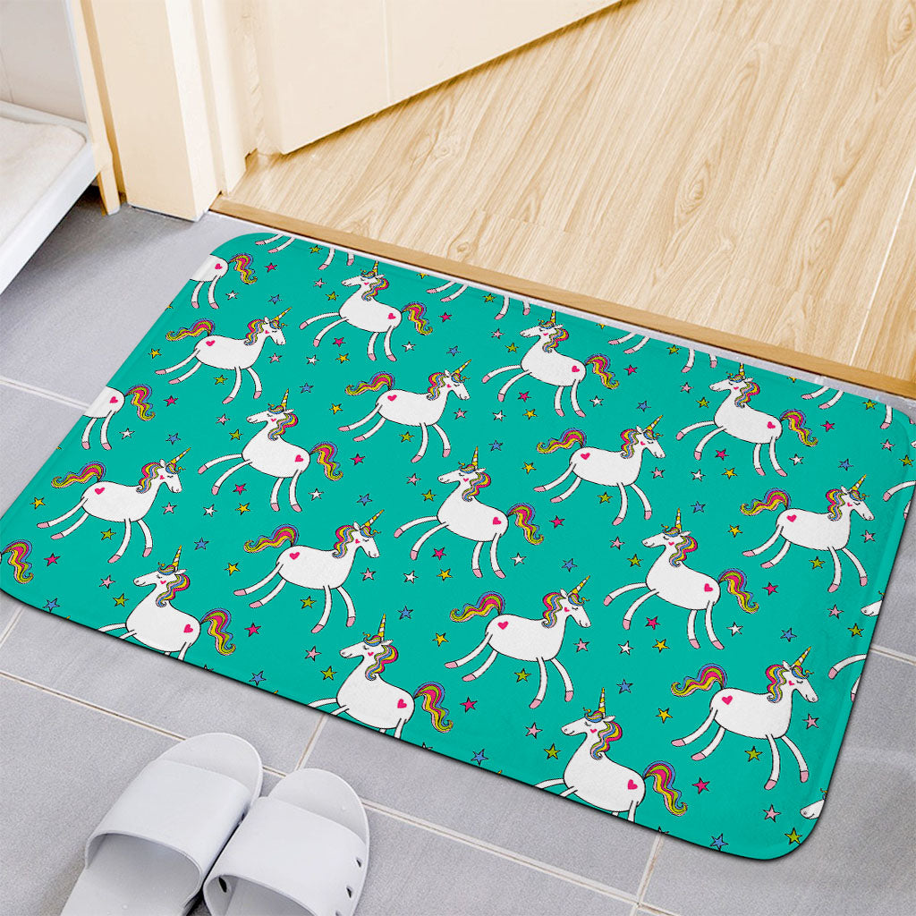 Doodle Unicorn Pattern Print Indoor Door Mat