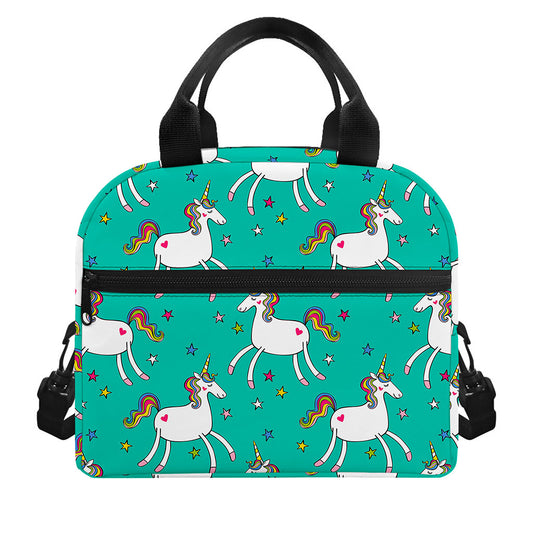 Doodle Unicorn Pattern Print Insulated Lunch Bag