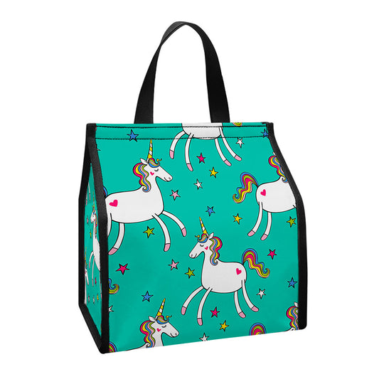 Doodle Unicorn Pattern Print Insulated Lunch Tote