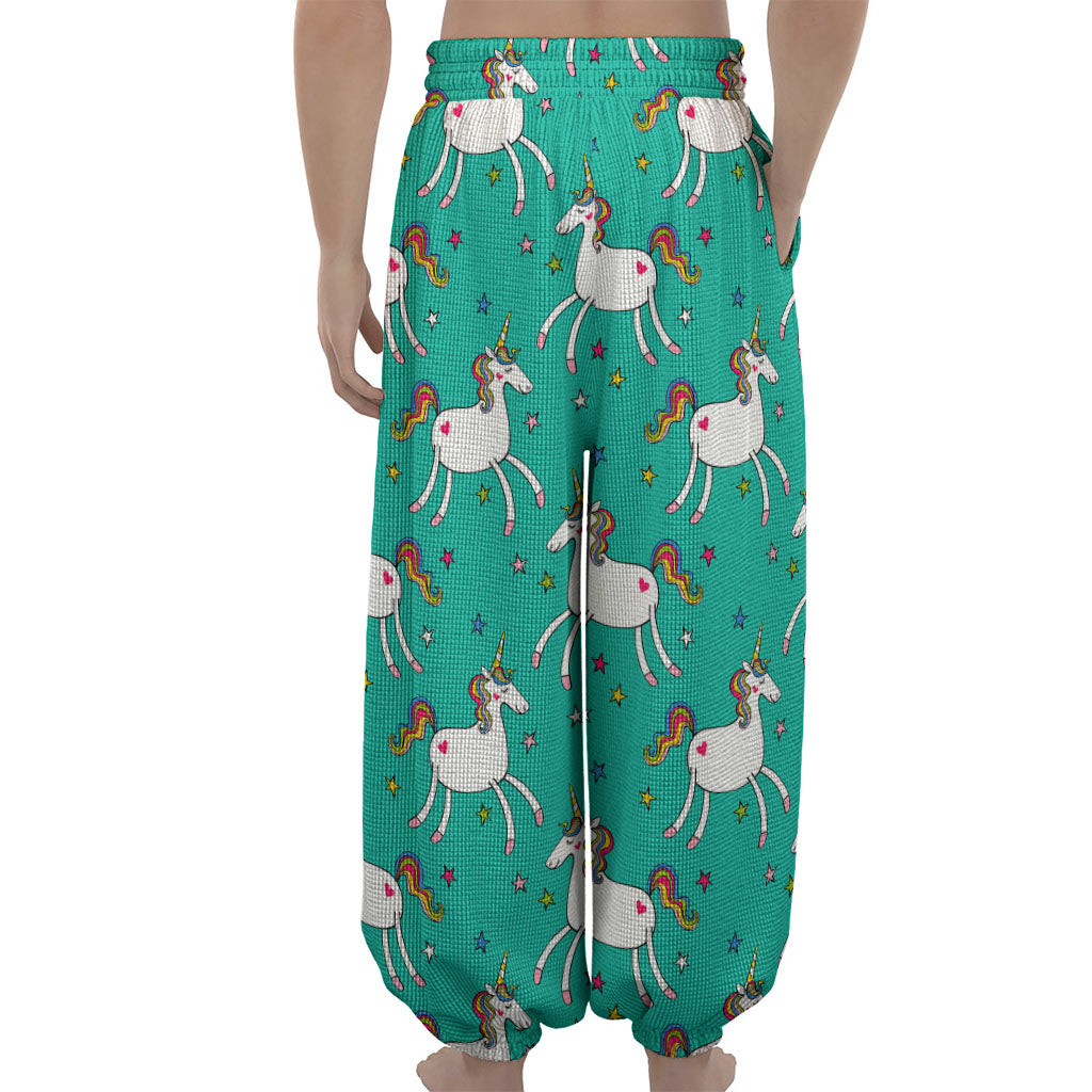 Doodle Unicorn Pattern Print Lantern Pants