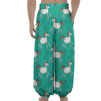 Doodle Unicorn Pattern Print Lantern Pants