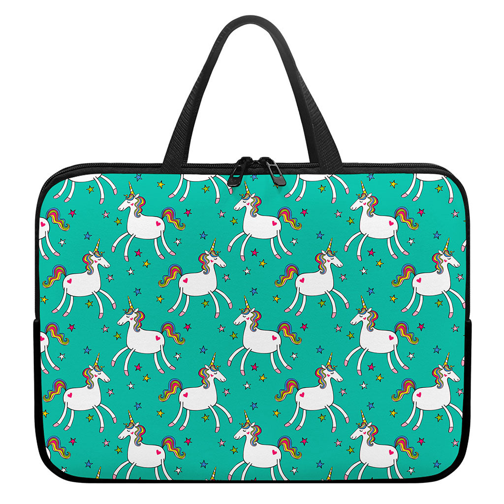Doodle Unicorn Pattern Print Laptop Sleeve With Handle