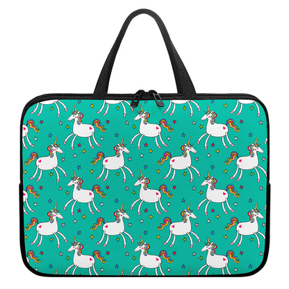 Doodle Unicorn Pattern Print Laptop Sleeve With Handle