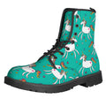 Doodle Unicorn Pattern Print Lace-Up Boots