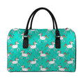 Doodle Unicorn Pattern Print Leather Duffel Bag