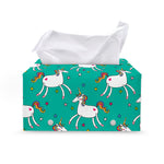 Doodle Unicorn Pattern Print Leather Tissue Box Cover