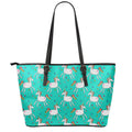 Doodle Unicorn Pattern Print Leather Tote Bag With Zipper