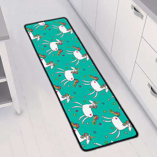 Doodle Unicorn Pattern Print Long Kitchen Mat