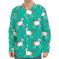 Doodle Unicorn Pattern Print Long Sleeve Baseball Jersey