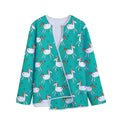 Doodle Unicorn Pattern Print Long Sleeve Short Coat