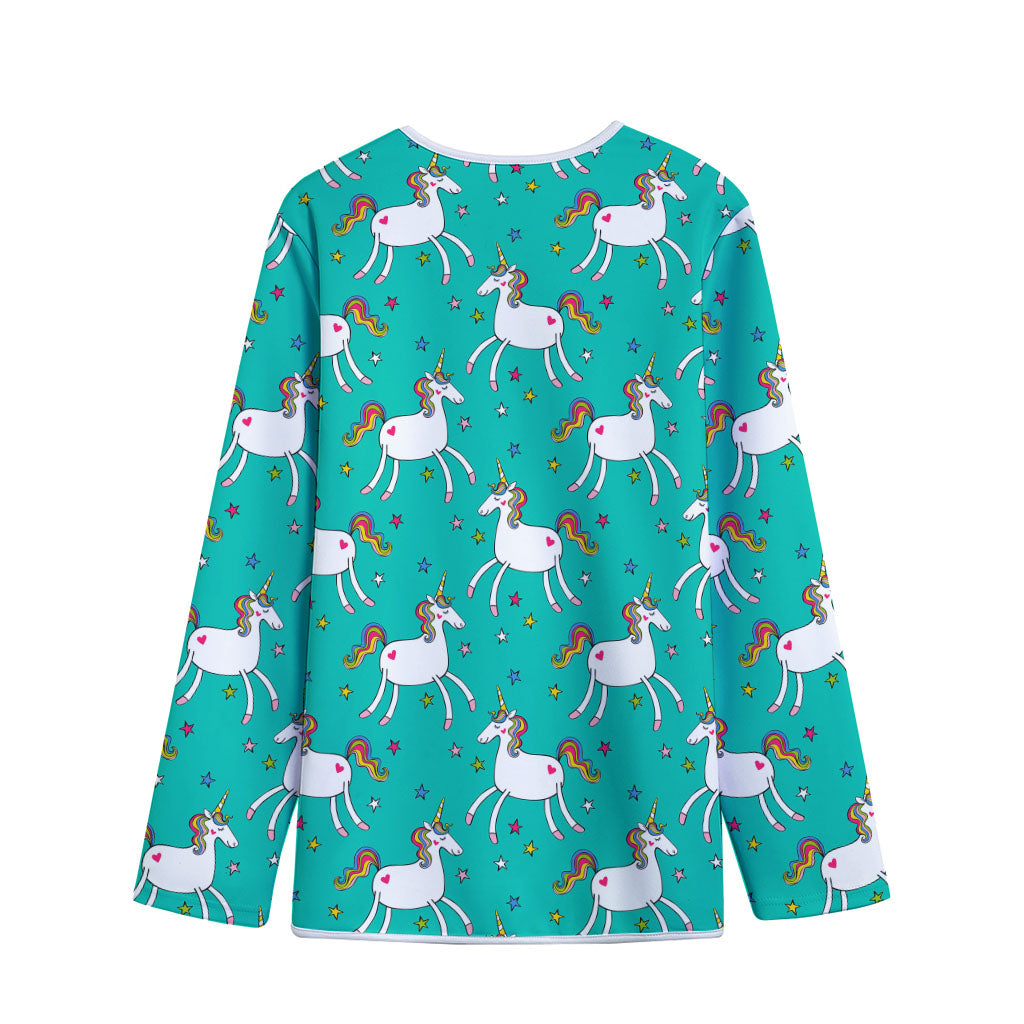 Doodle Unicorn Pattern Print Long Sleeve Short Coat