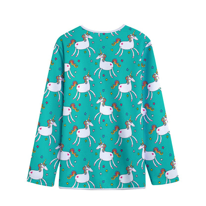 Doodle Unicorn Pattern Print Long Sleeve Short Coat