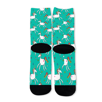 Doodle Unicorn Pattern Print Long Socks
