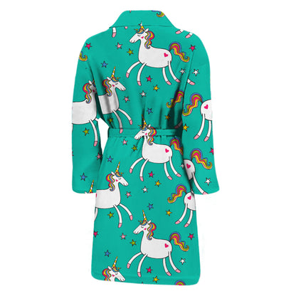 Doodle Unicorn Pattern Print Men's Bathrobe