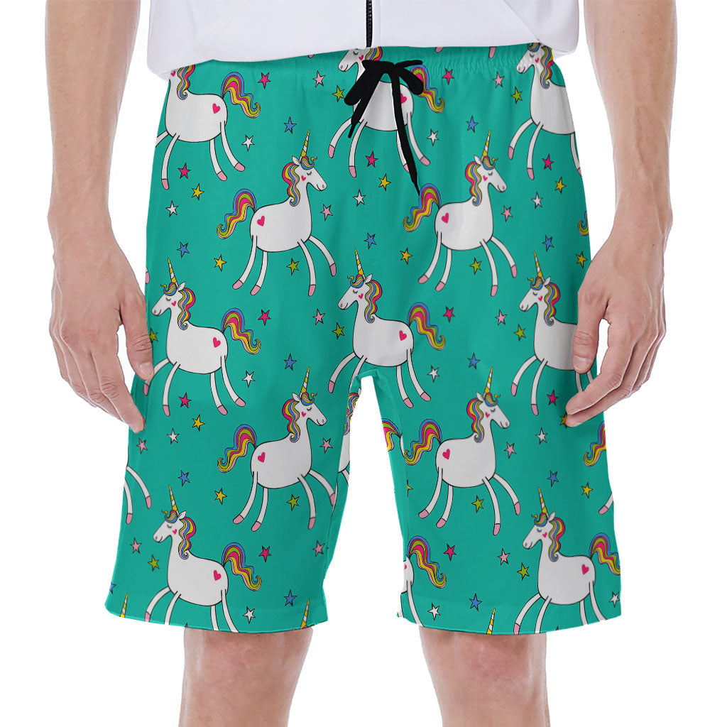 Doodle Unicorn Pattern Print Men's Beach Shorts