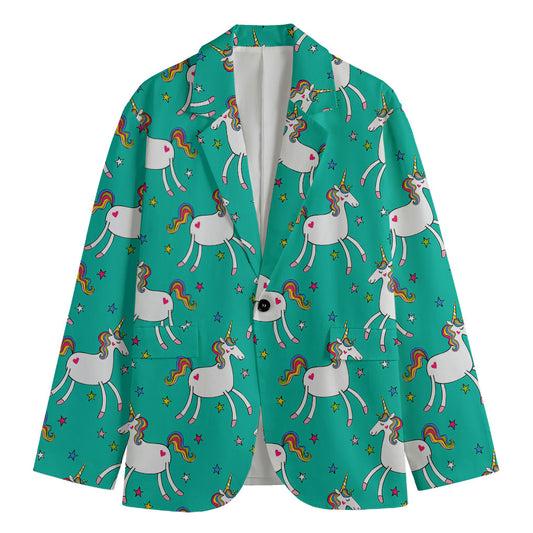Doodle Unicorn Pattern Print Men's Blazer