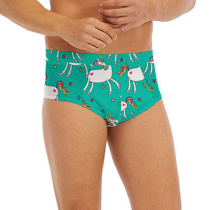 Doodle Unicorn Pattern Print Men's Briefs